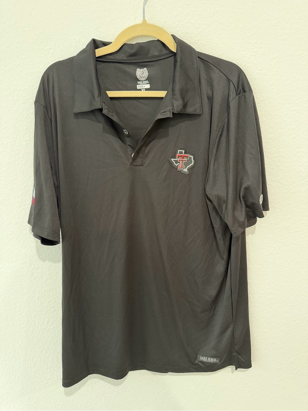 Black Tech Polo with Embroidered Texas Tech Logo